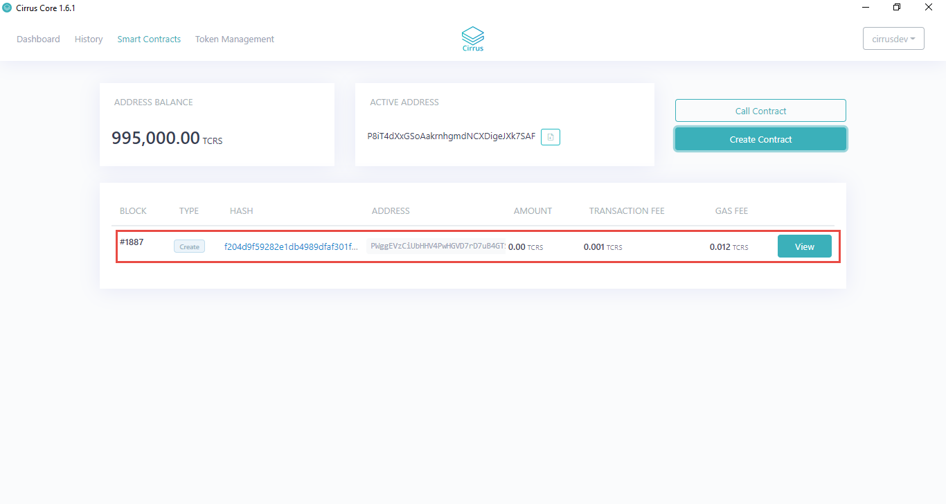 deploy Smart Contract using Cirrus Core Private Net wallet